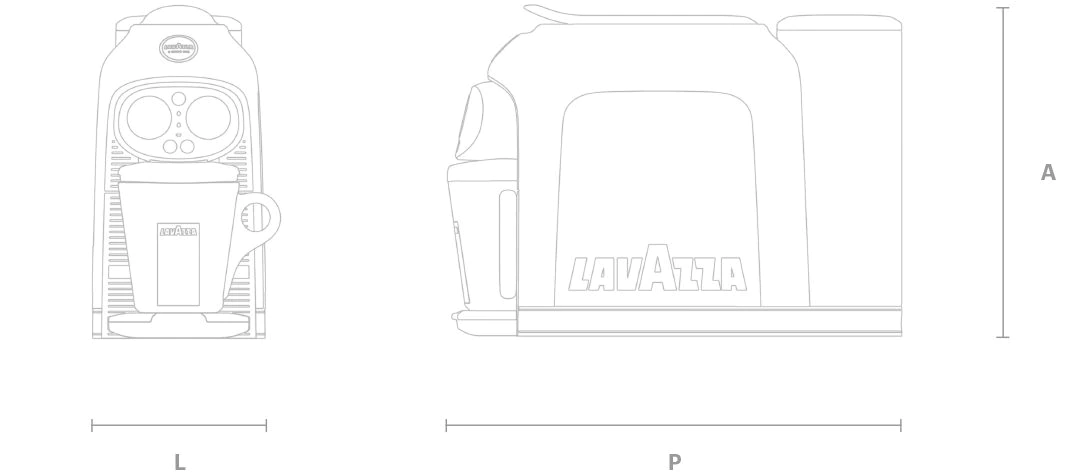 Lavazza Desea korpusa izmēru shēma
